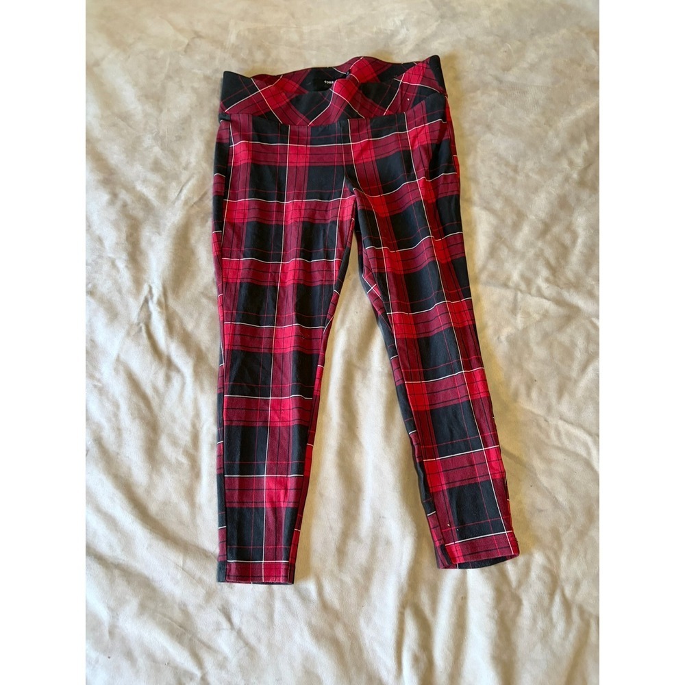 Torrid Women Red Black Plaid Pixie Slim Leg Pull On Pants Plus Size 2 2X